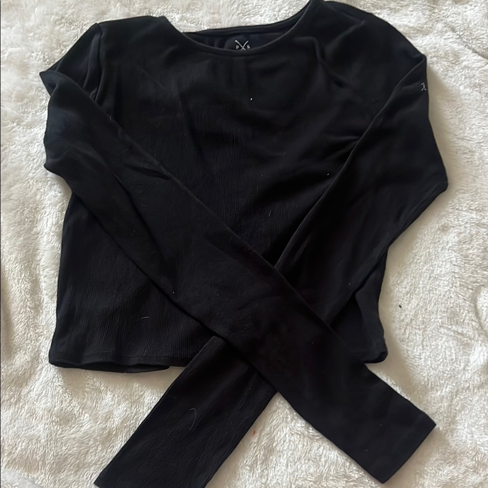 PacSun Black Fitted Crop Blouse Long Sleeve
